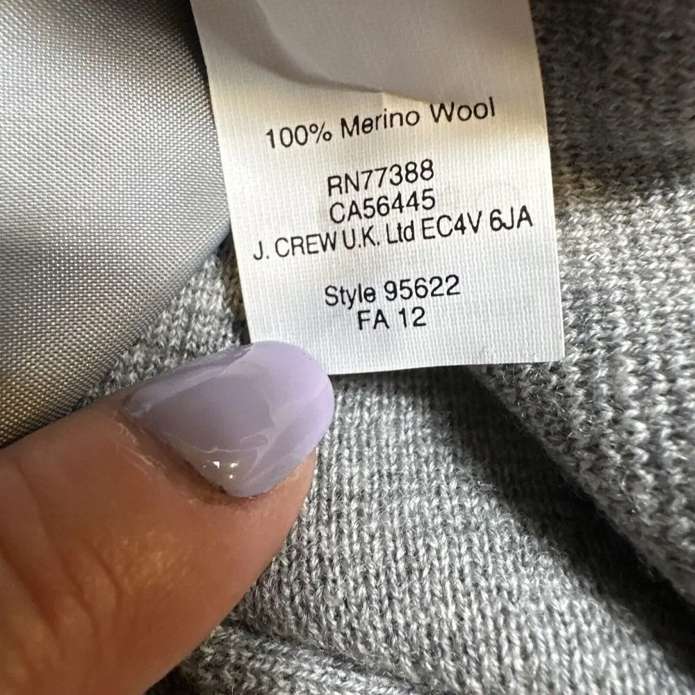 2013 J.‎ Crew 100% Merino Wool Sweater Gray V-Neck Knit Pullover #95622 Medium